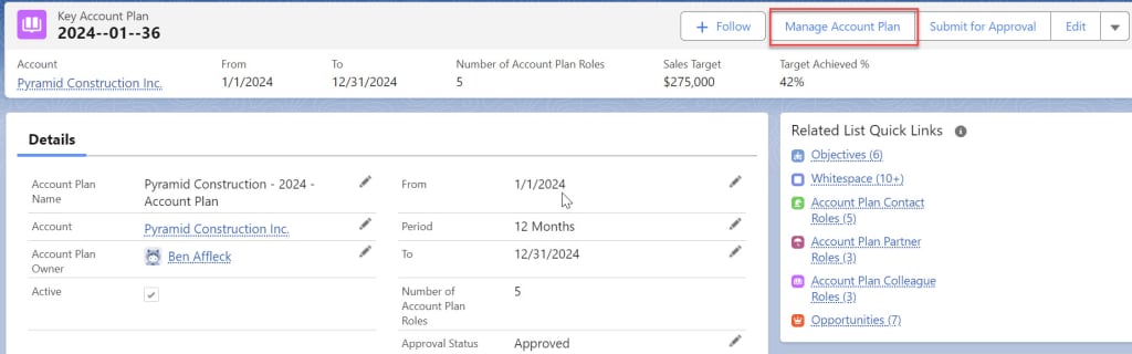 Lightning Web Component in the Account Planning app.