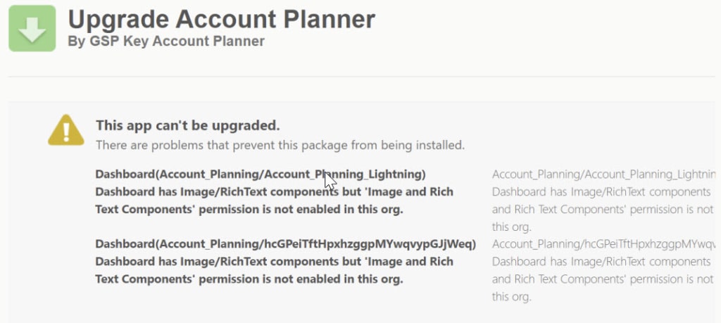App install error, Image/Rich Text components.